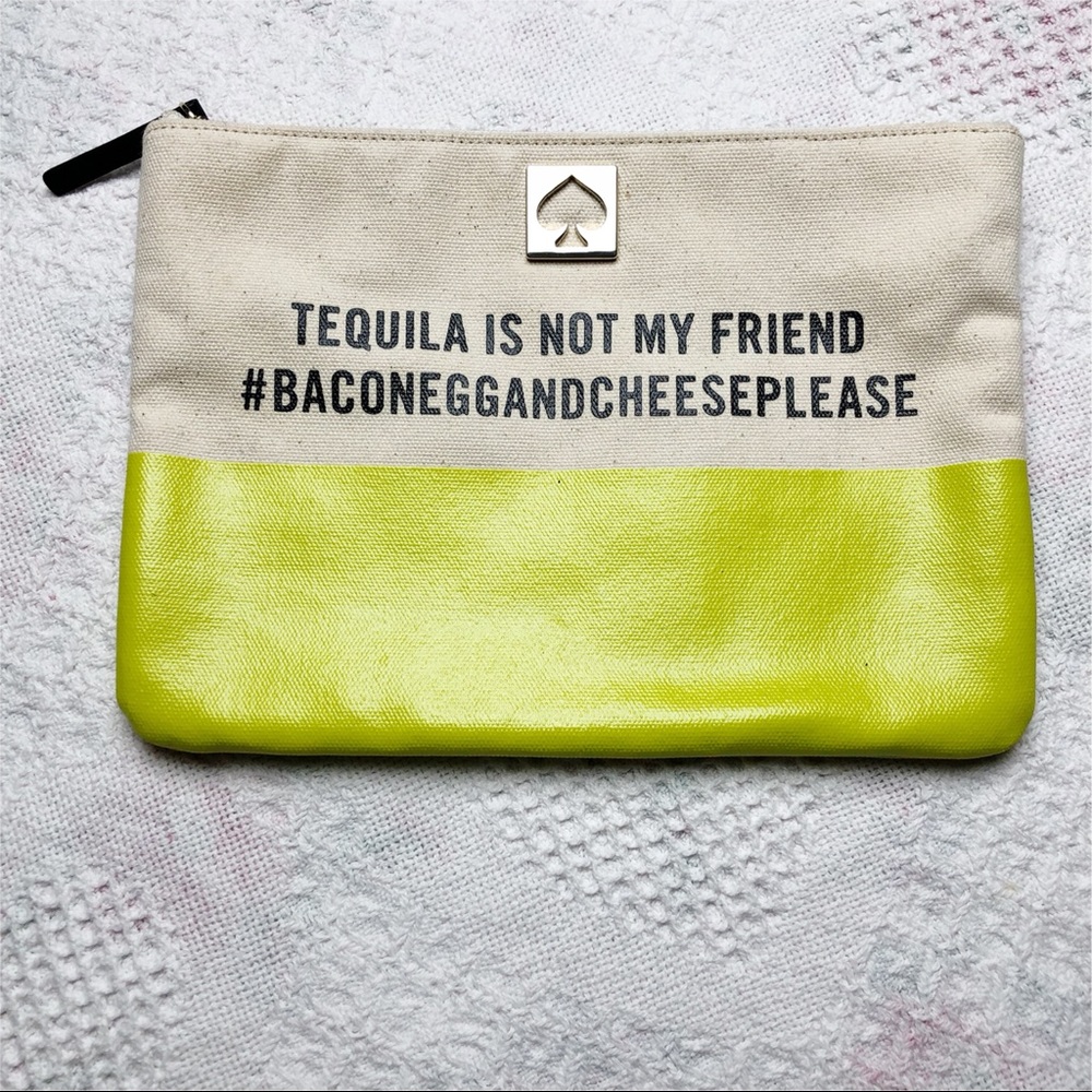 Kate Spade Neon Yellow Gia Call To Action Tequila Cosmetic Bag